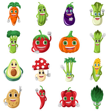Vegetable character icons
