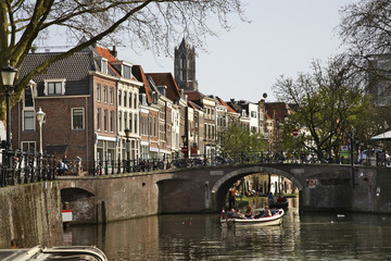 Oudegracht in Utrecht. Netherlands