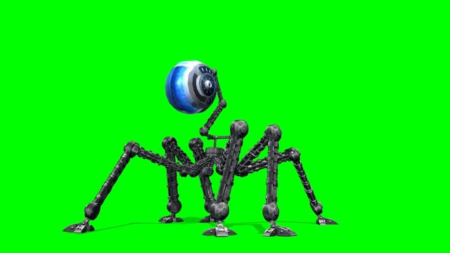 Alien Hexapot Drohne walks - green screen