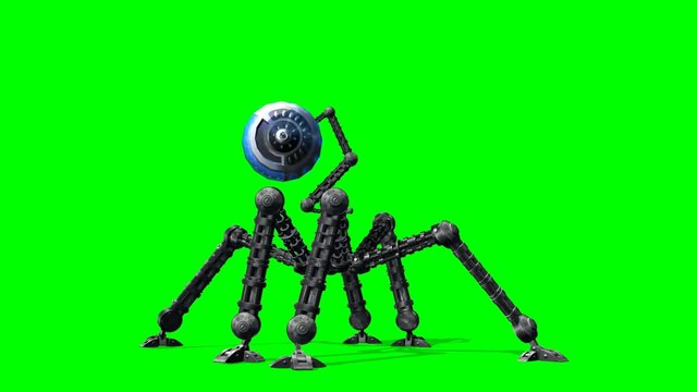 Alien Hexapot Drohne walks - green screen