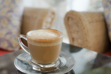 Hot coffee in the morning room.