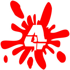 4 Farbe Blutfleck Vier Spritzer