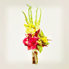 Bouquet from flowers with retro filter effect.