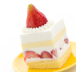 Strawberry cheesecake isolated on white background