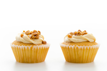 Nuts cupcake isolated on white background