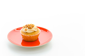 Nuts cupcake isolated on white background