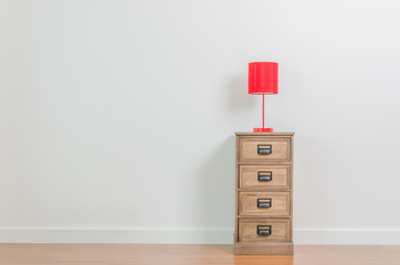 Lamp on bedside table