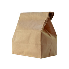 Brown paper bag isolated on white