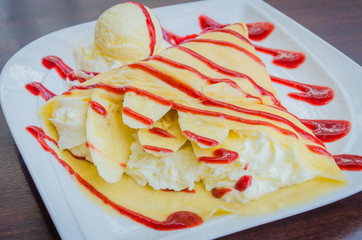 Strawberry crepe dessert