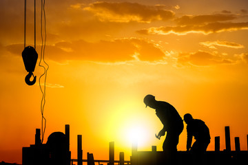 silhouette of construction worker