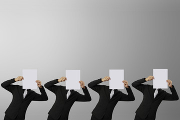 Business man handing a blank business