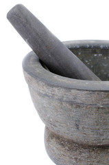 Mortar and Pestle on White