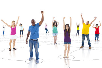 Obraz premium Group of Connected Successful Young People
