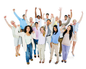 Obraz premium Group of Multi Ethnic Diverse People Celebrating