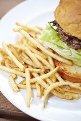 Cheeseburger and french fries