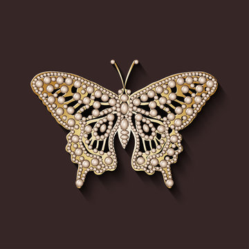 Pearl Brooch Butterfly
