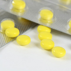 Tablets in packing. A medical background
