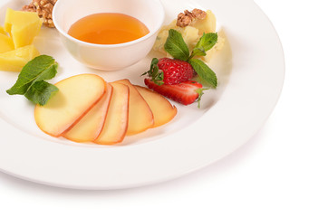 Assorted cheese with honey