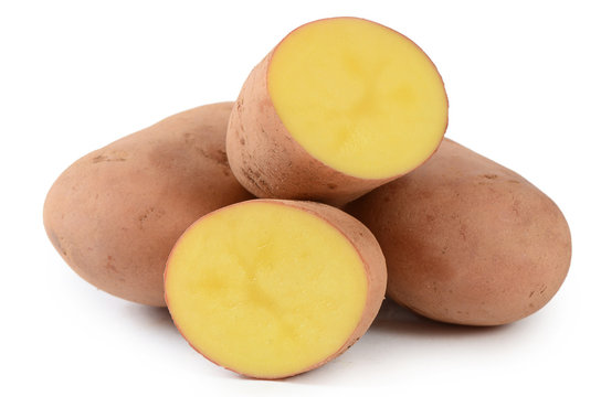 Fresh potato close up isolated on white background