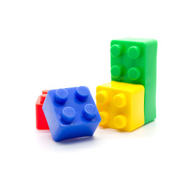 blocks Plastic building blocks on white background