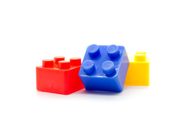 blocks Plastic building blocks on white background