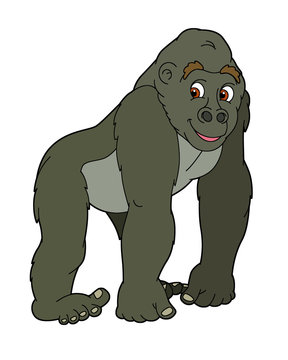 Cartoon animal - gorilla -flat coloring style