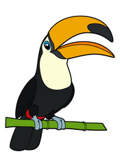 Cartoon animal - toucan - flat coloring style