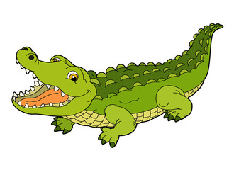Naklejka premium Cartoon animal - crocodile - flat coloring style