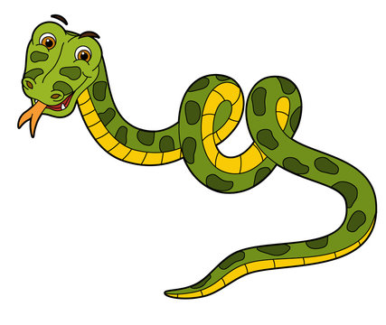 Cartoon animal - snake - flat coloring style