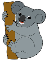 Obraz premium Kreskówka zwierząt - miś koala - płaski styl kolorowania