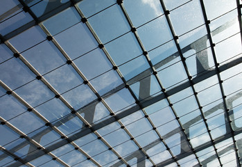 The glass roof of station in the sunlight