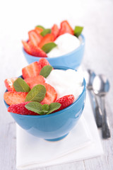 bowl of strawberry and yogurt