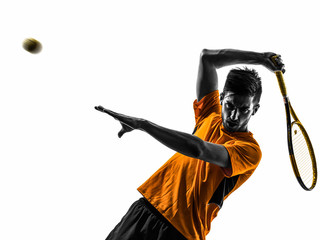 man tennis player portrait silhouette