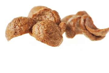 Chocolate Corn Flakes on white background