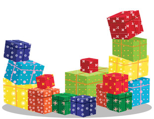 Geschenke auf weissen Hintergrund