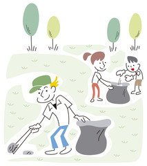 ゴミを拾う人々