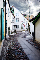 Street in old town in Tallinn, Estonia