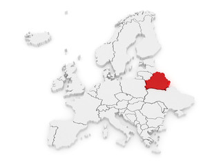 Obraz premium Map of Europe and Belarus.
