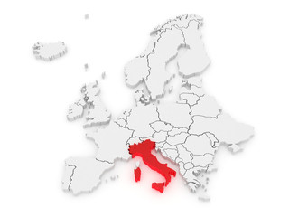 Map of Europe and Italy.