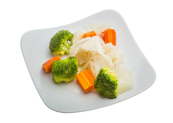 Boiled cabbage and broccoli