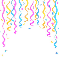 Confetti and serpentine composition isolated