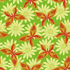 Seamless pattern, butterflies and flowers
