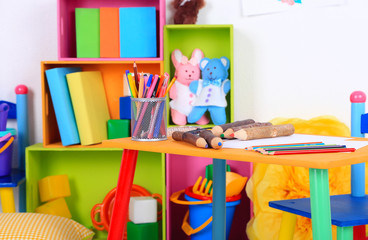 Interior of classroom at school