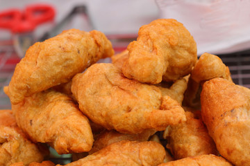 fish balls fried at the market