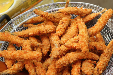 Fish fried in the market