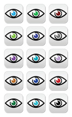 Eye colors sight icons set - vector icons set