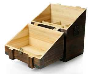 Wooden box isolated on white
