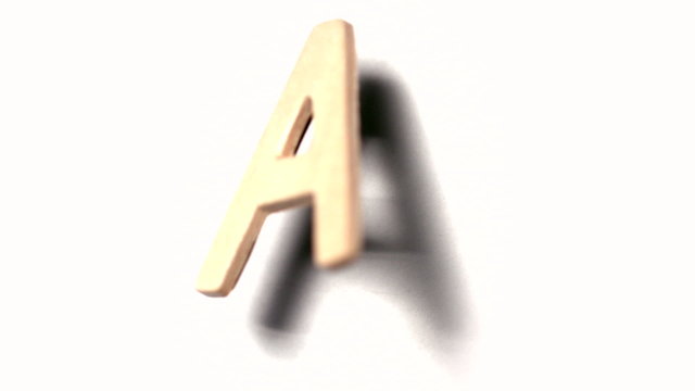 The letter A rising on white background