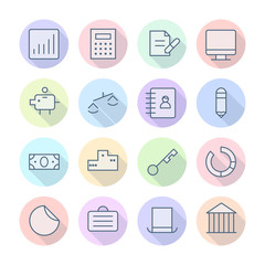 Thin Line Icons For Business and Finance