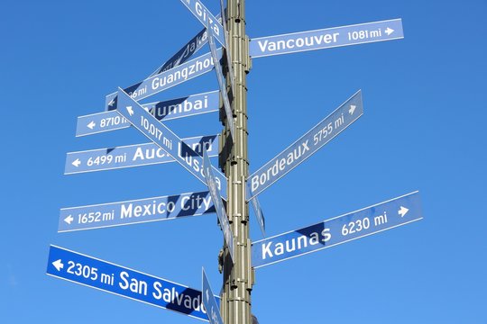 City Distance Sign In Los Angeles (sister Cities)